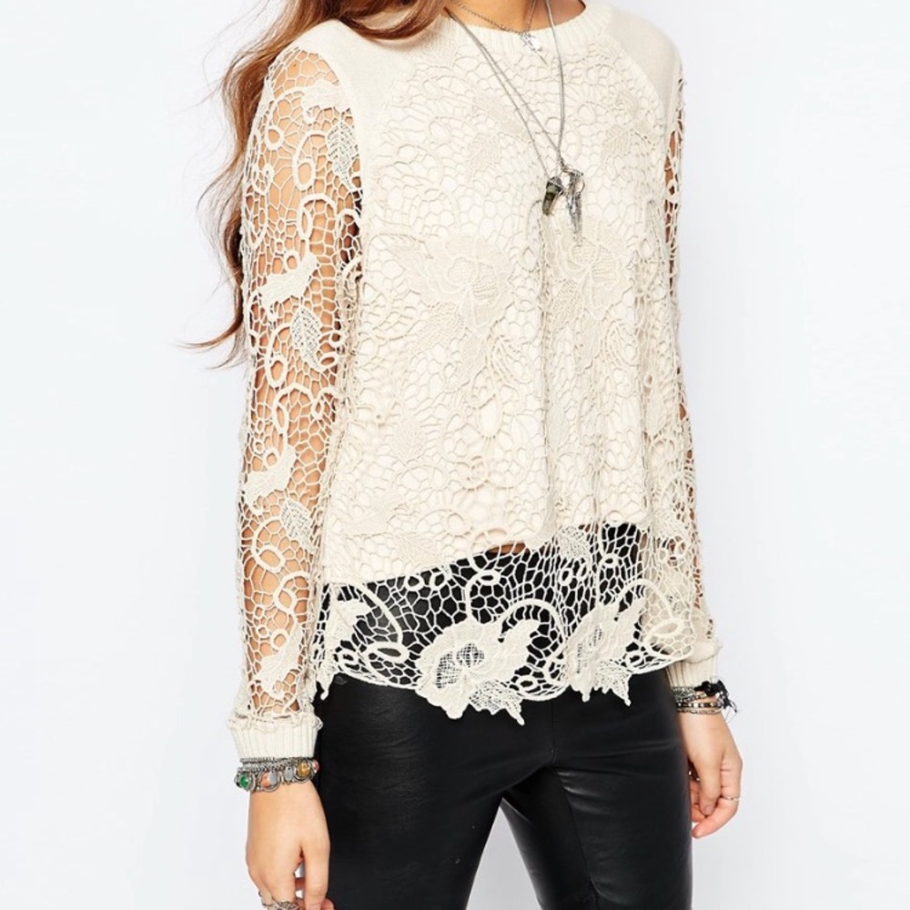 Free People Rad Crochet Pullover